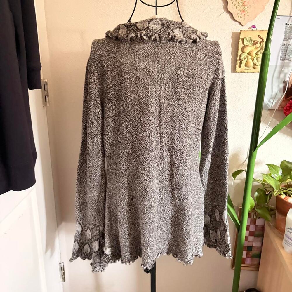 Alani Marled Ruffle Button Front Cardigan M - Picture 3 of 5
